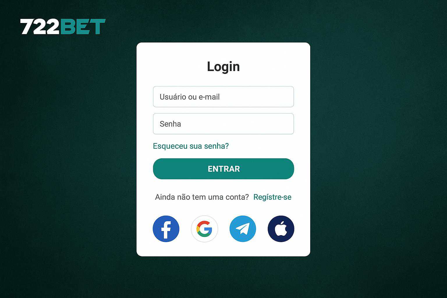 Criar uma nova Conta no plataforma 722BET